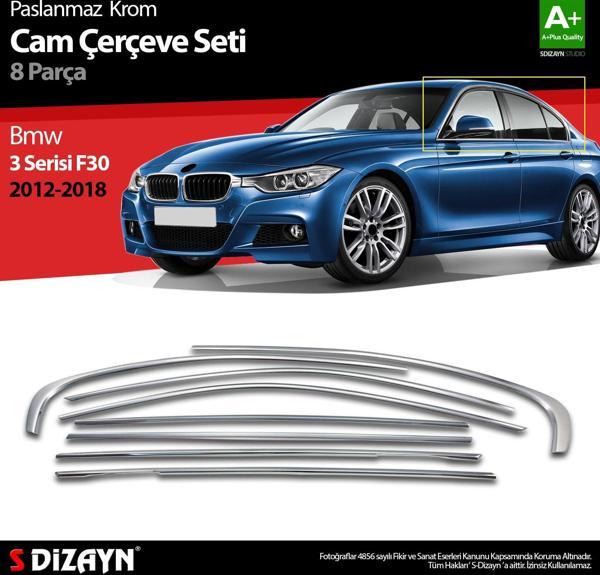 S-Dizayn Bmw 3 Serisi F30 Krom Cam Çerçeve Seti 8 Prç 2012 Üzeri A+ Kalite - Image 1