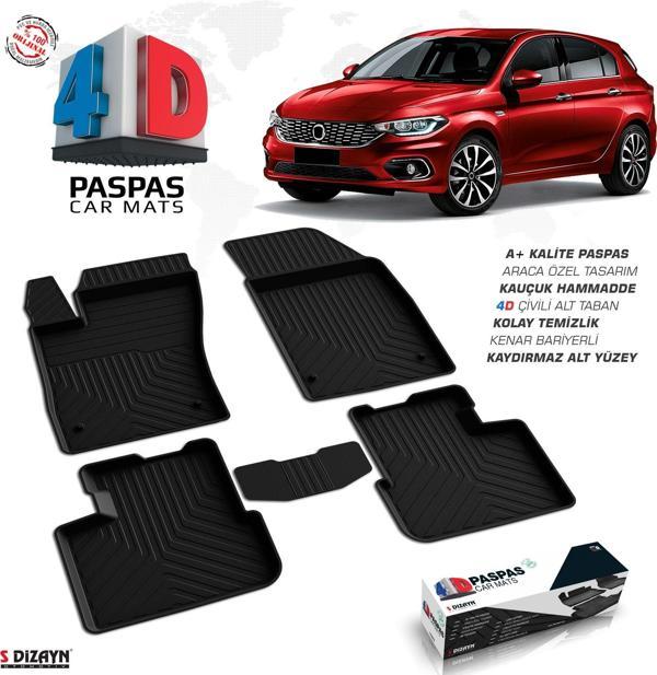 S-Dizayn Fiat Egea HB 4D Havuzlu Paspas 2015 Üzeri A+ Kalite - Image 1