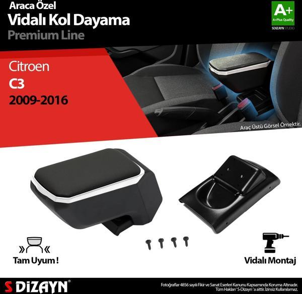 S-Dizayn Citroen C3 Kol Dayama Kolçak ABS Vidalı Gri 2009-2016 A+Kalite - Image 1