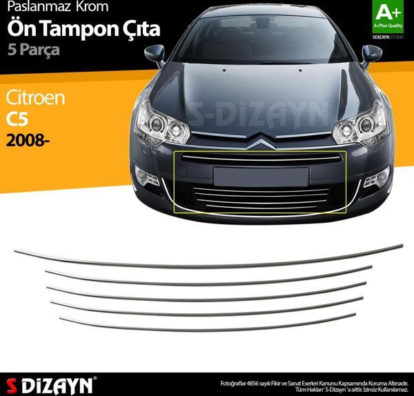 S-Dizayn Citroen C5 Krom Ön Tampon Çıtası 5 Prç 2008-2017 - Image 1