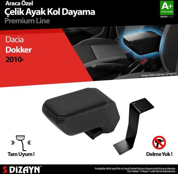 S-Dizayn Dacia Dokker Kol Dayama Kolçak Çelik Ayaklı ABS Siyah 2010 Üzeri A+Kalite - Image 1