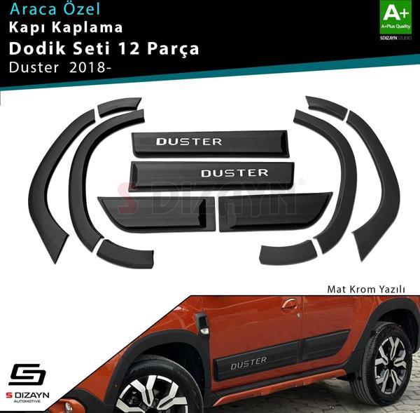 S-Dizayn Dacia Duster 2 Kapı Koruma ve Çamurluk Kaplaması Dodik Seti Mat Krom Yazılı 12 Prç 2018 Üzeri A+ Kalite - Image 1