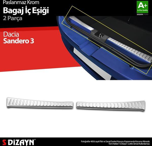 S-Dizayn Dacia Sandero 3 Krom Bagaj İç Eşiği 2 Prç 2020 Üzeri - Image 1