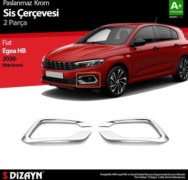 S-Dizayn Fiat Egea HB Krom Sis Çerçevesi 2 Prç. 2020 Üzeri (Mat Krom) - Image 1