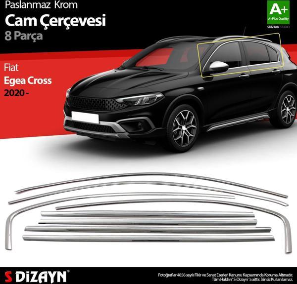 S-Dizayn Fiat Egea Cross Krom Cam Çerçevesi 8 Prç. 2020 Üzeri A+ Kalite - Image 1
