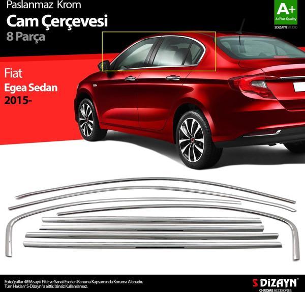 S-Dizayn Fiat Egea SD Krom Cam Çerçevesi 8 Prç. 2015 Üzeri A+ Kalite - Image 1