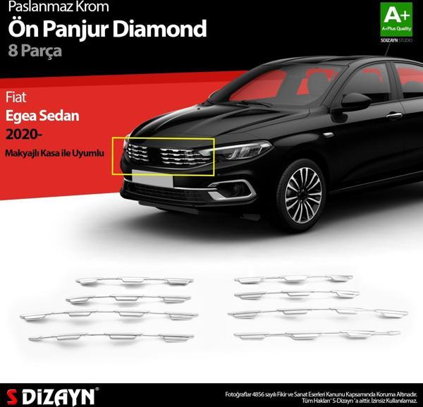 S-Dizayn Fiat Egea SD Krom Ön Panjur Diamond Model 8 Prç 2020 Üzeri - Image 1