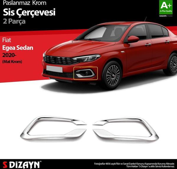 S-Dizayn Fiat Egea Sedan Krom Sis Çerçevesi 2 Prç. 2020 Üzeri (Mat Krom) - Image 1