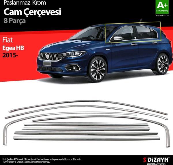 S-Dizayn Fiat Egea HB Krom Cam Çerçevesi 8 Prç. 2015 Üzeri A+ Kalite - Image 1