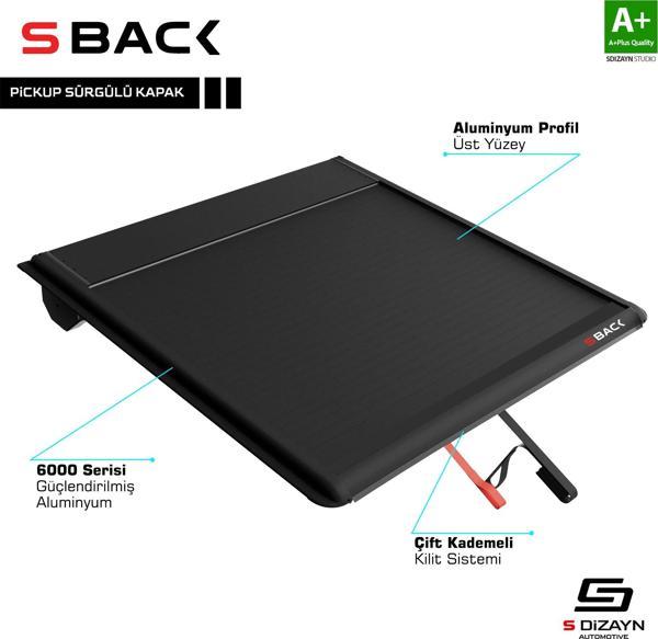 S-Dizayn Ford Ranger 3 S-Back Sürgülü Kapak Siyah V1 2012-2022 - Image 1