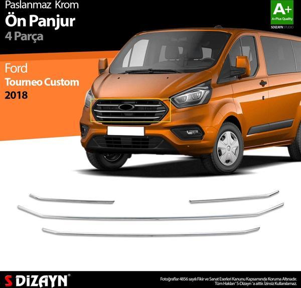 S-Dizayn Ford Tourneo Custom Krom Ön Panjur 4 Prç 2018 Üzeri - Image 1