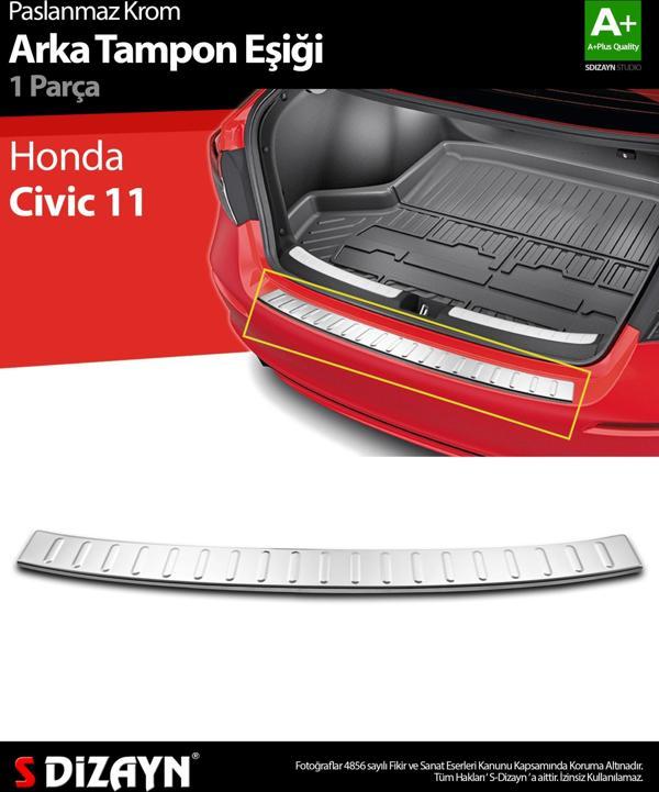 S-Dizayn Honda Civic 11 Krom Arka Tampon Eşiği 2021 Üzeri - Image 1