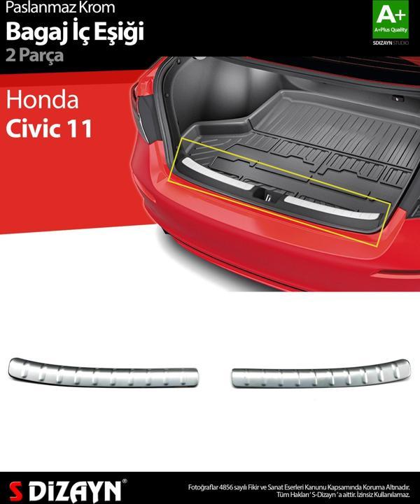 S-Dizayn Honda Civic 11 Krom Bagaj İç Eşiği 2 Parça 2021 Üzeri - Image 1