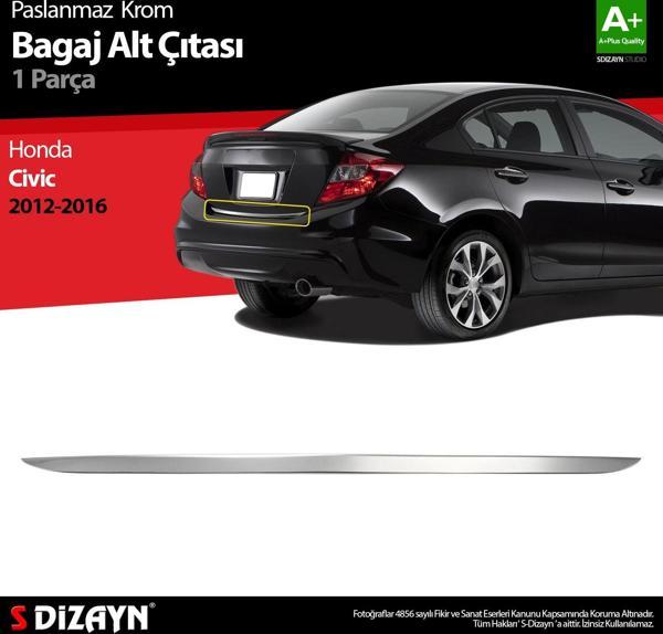 S-Dizayn Honda Civic Krom Bagaj Alt Çıta 2012-2016 - Image 1