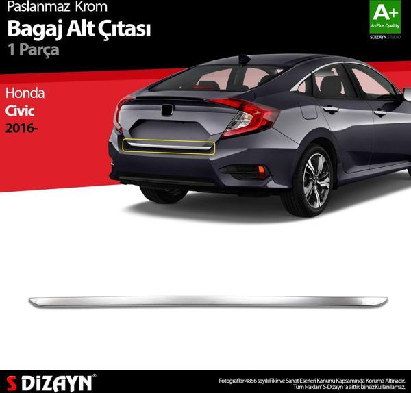 S-Dizayn Honda Civic Krom Bagaj Alt Çıta 2016-2021 - Image 1