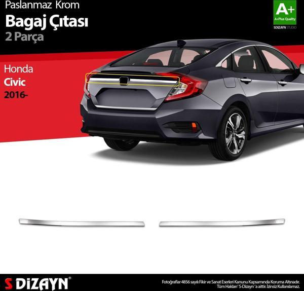 S-Dizayn Honda Civic Krom Bagaj Çıtası 2 Prç 2016-2021 - Image 1