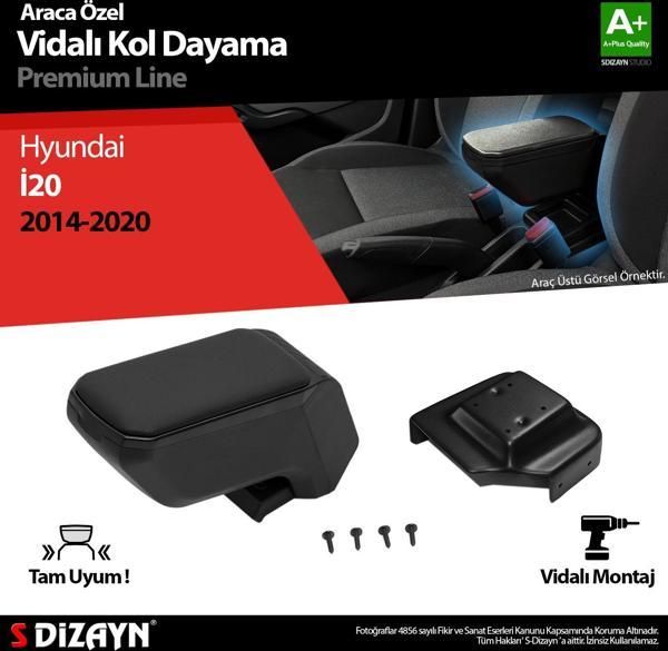 S-Dizayn Hyundai İ20 Kol Dayama Kolçak ABS Vidalı Siyah 2014-2020 A+Kalite - Image 1