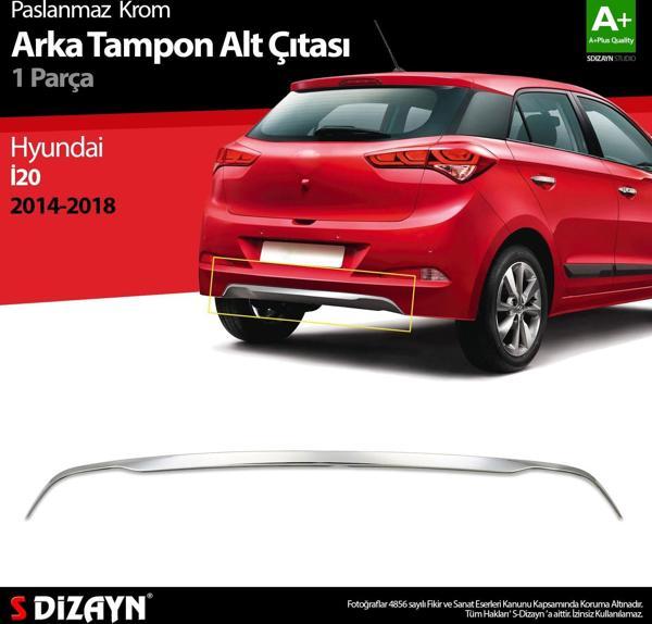 S-Dizayn Hyundai i20 Krom Arka Tampon Alt Çıtası 1 Prç. 2014-2018 - Image 1