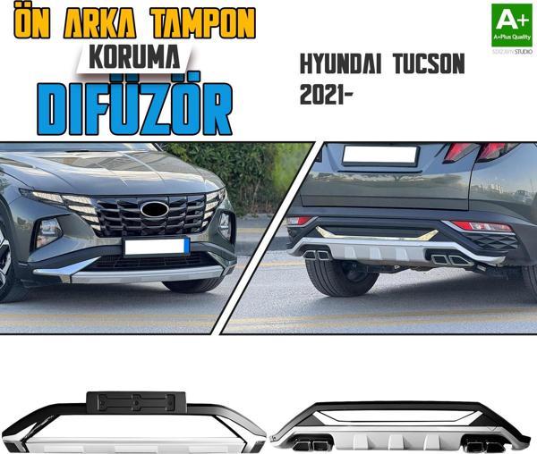 S-Dizayn Hyundai Tucson Ön ve Arka Tampon Koruma Difüzör Seti 2021-2024 A+ Kalite - Image 1