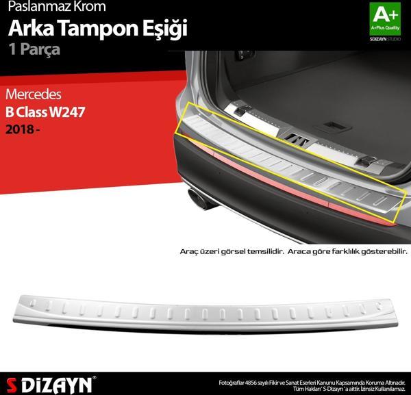 S-Dizayn Mercedes B Class W247 Krom Arka Tampon Eşiği 2018 Üzeri - Image 1