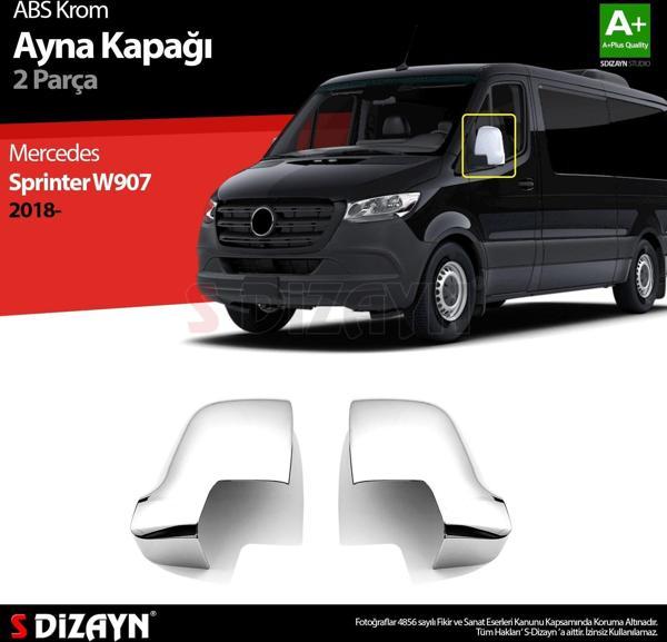 S-Dizayn Mercedes Sprinter W907 Abs Krom Ayna Kapağı 2 Prç. 2018 Üzeri - Image 1