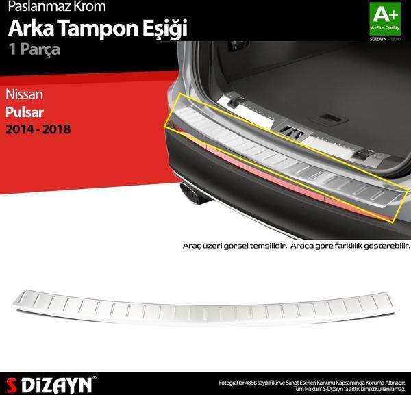 S-Dizayn Nissan Pulsar HB Krom Arka Tampon Eşiği 2016 Üzeri - Image 1