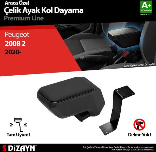 S-Dizayn Peugeot 2008 Kol Dayama Kolçak Çelik Ayaklı ABS Siyah 2020 Üzeri A+Kalite - Image 1