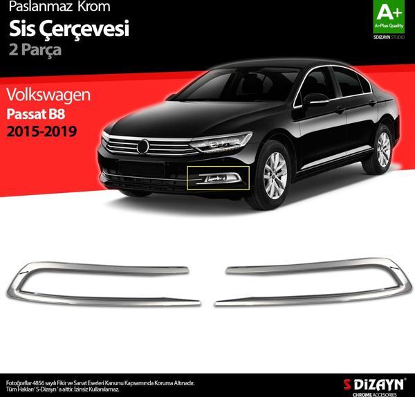 S-Dizayn VW Passat B8 Krom Sis Farı Çerçevesi 2 Parça 2015-2019 - Image 1