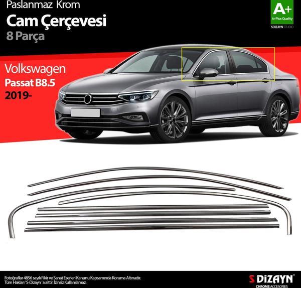 S-Dizayn VW Passat B8.5 Krom Cam Çerçeve 8 Parça 2019 ve Üzeri A+ Kalite - Image 1