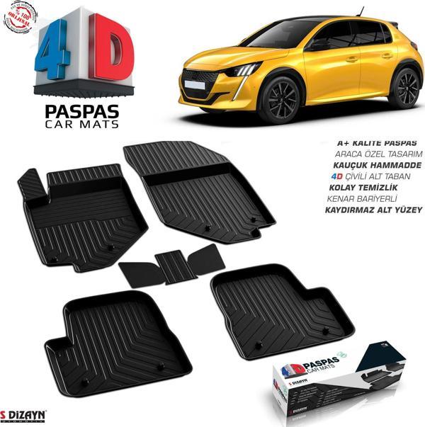 S-Dizayn Peugeot 208 4D Havuzlu Paspas 2019 Üzeri A+Kalite - Image 1