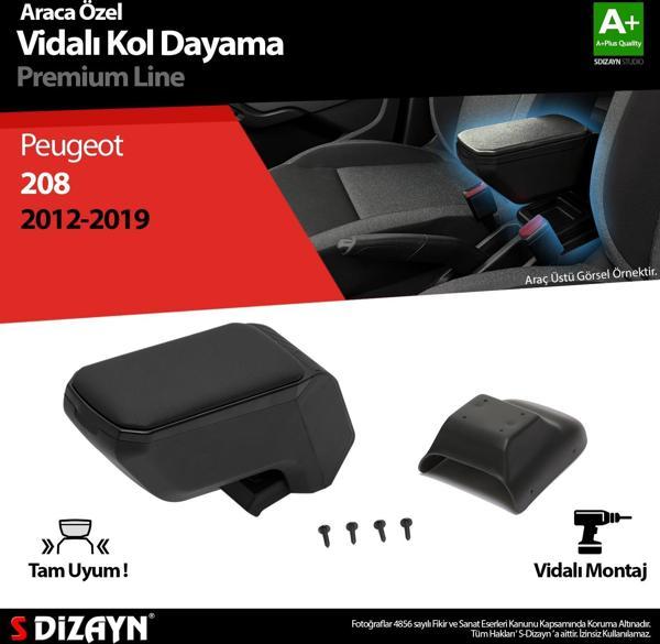 S-Dizayn Peugeot 208 ABS Vidalı Kol Dayama Kolçak Siyah 2012-2019 A+Kalite - Image 1