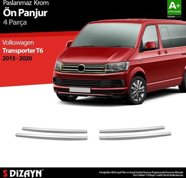 S-Dizayn VW T6 Transporter Krom Ön Panjur 4 Prç. 2015-2020 - Image 1