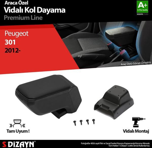 S-Dizayn Peugeot 301 ABS Vidalı Kol Dayama Kolçak Siyah 2012 Üzeri A+Kalite - Image 1