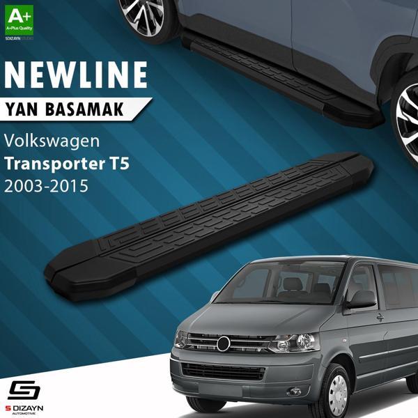 S-Dizayn VW Transporter T5 Kısa Şase NewLine Siyah Yan Basamak 213 Cm 2003-2010 - Image 1