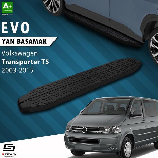 S-Dizayn VW Transporter T5 Uzun Şase Evo Siyah Yan Basamak 253 Cm 2003-2015 - Image 1