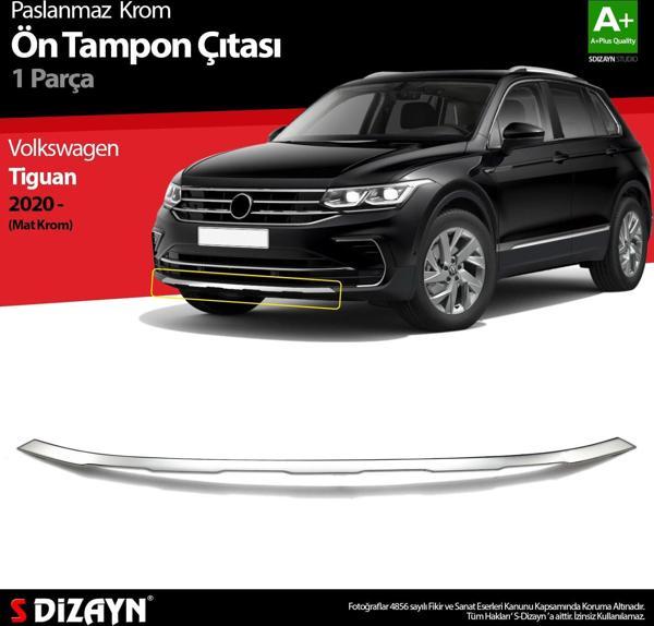 S-Dizayn VW Tiguan Krom Ön Tampon Çıtası 2020-2024 (Mat Krom) - Image 1