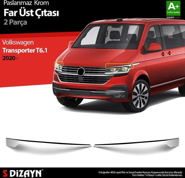 S-Dizayn VW Transporter T6.1 Krom Far Üst Çıtası 2 Prç. 2020 Üzeri - Image 1