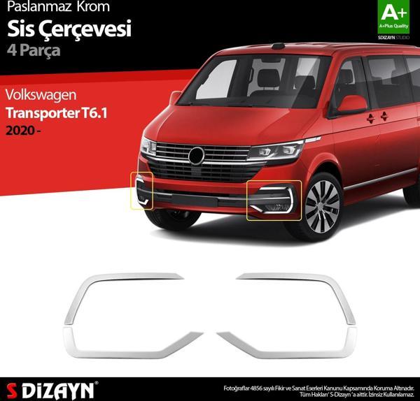 S-Dizayn VW Transporter T6.1 Krom Sis Farı Çerçevesi 4 Prç. 2020 Üzeri - Image 1