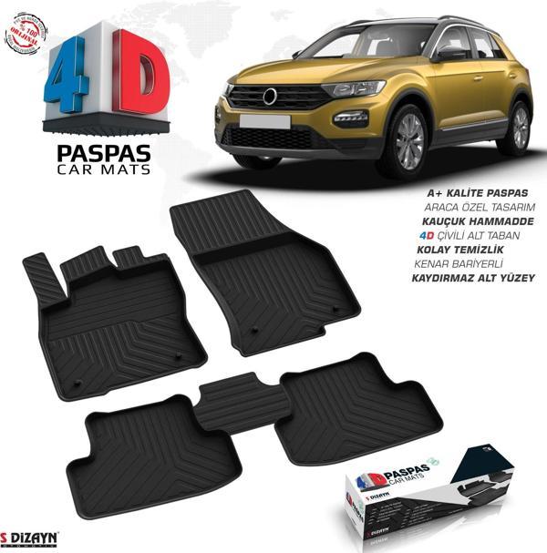 S-Dizayn VW T-Roc 4D Havuzlu Havuzlu Paspas 2019 Üzeri A+Kalite - Image 1
