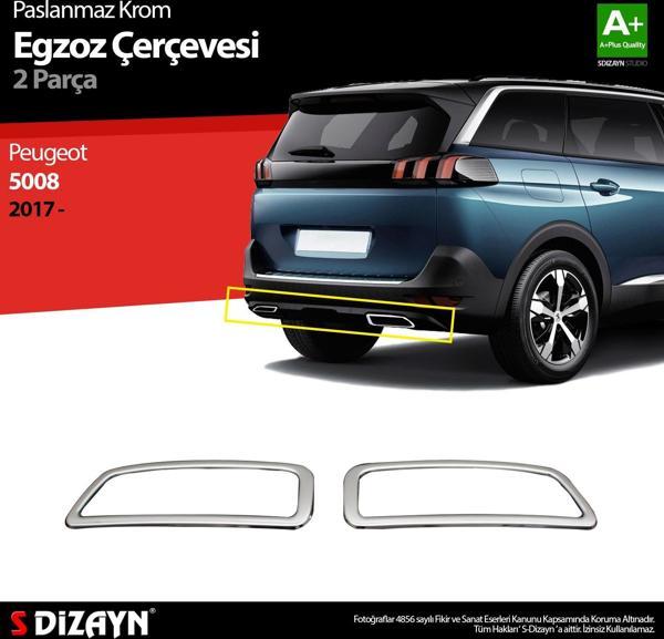S-Dizayn Peugeot 5008 Krom Egzoz Çıkışı 2 Prç. 2017 Üzeri - Image 1