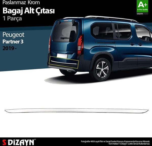 S-Dizayn Peugeot Partner 3 Krom Bagaj Alt Çıtası 2019 Üzeri - Image 1