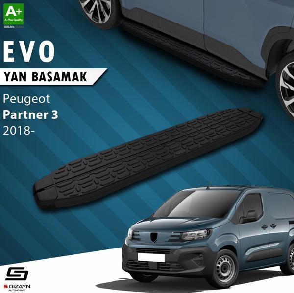 S-Dizayn Peugeot Partner 3 Uzun Şase Evo Siyah Yan Basamak 213 Cm 2018 Üzeri - Image 1