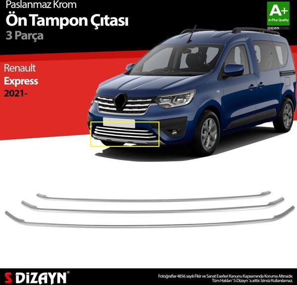 S-Dizayn Renault Express Krom Ön Tampon Çıtası 3 Prç 2021 Üzeri - Image 1