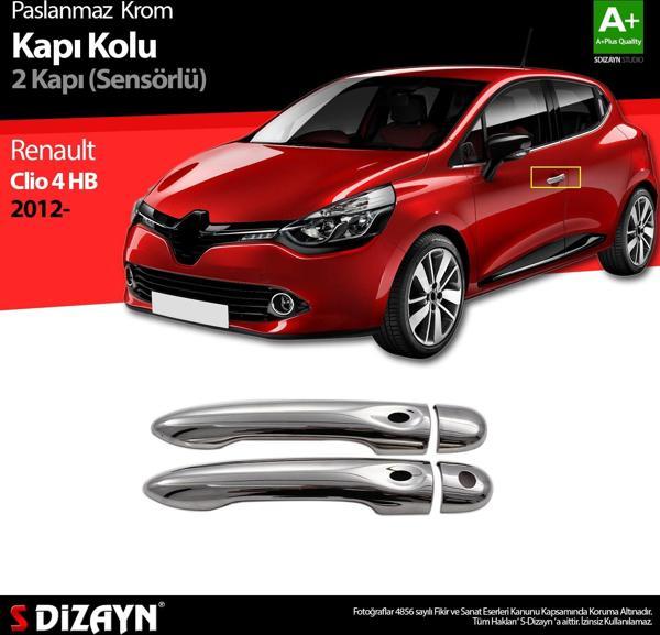 S-Dizayn Renault Clio 4 HB Krom Kapı Kolu 2 Kapı Sensörlü 2012 Üzeri - Image 1