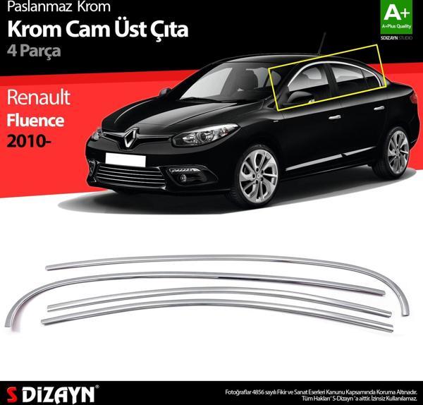 S-Dizayn Renault Fluence Krom Cam Üst Çıtası 4 Prç 2010 Üzeri - Image 1
