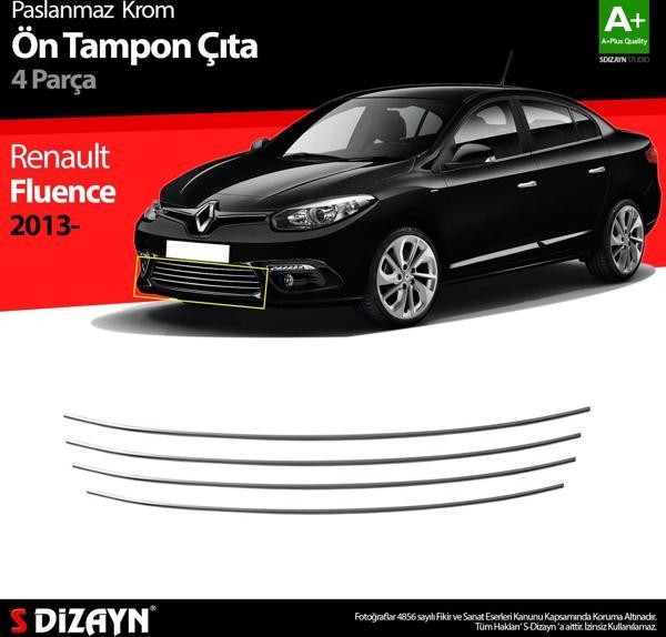 S-Dizayn Renault Fluence Krom Ön Tampon Çıtası 4 Prç. 2013 Üzeri Makyajlı - Image 1