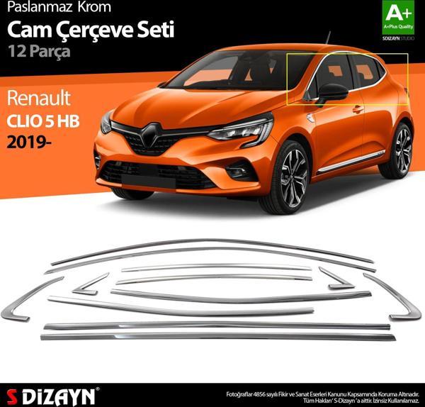 S-Dizayn Renault Clio 5 Krom Cam Çerçevesi 12 Prç. 2019 ve Üzeri A+ Kalite - Image 1