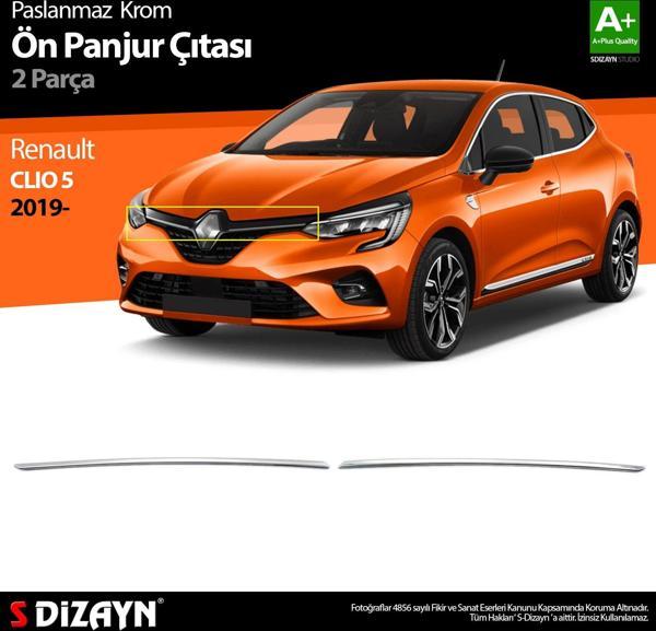 S-Dizayn Renault Clio 5 Krom Ön Panjur 2 Prç. 2019-2023 - Image 1