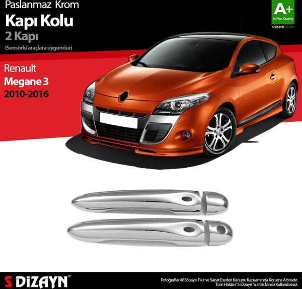 S-Dizayn Renault Megane 3 Krom Kapı Kolu 2 Kapı Sensörlü 2010-2016 - Image 1