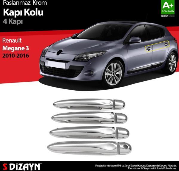 S-Dizayn Renault Megane 3 Krom Kapı Kolu 4 Kapı 2010-2016 - Image 1